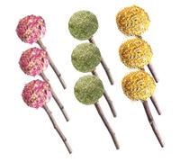 HOLIDYOYO 9 pièces Sucettes à Mâcher Naturelles pour Lapins et Petits Animaux Jouets de Dentition pour Rongeurs Bâtons Herbe pour Soins Dentaires et Jeu pour Hamster Cochon et Chinchilla