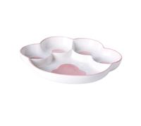 HOLIDYOYO Assiette Céramique Divisée Forme de Griffe de Chat Assiette à Compartiments pour Repas Équilibré et Snack Design Élégant et Facile à Nettoyer Rose pour Maison Restaurants