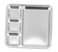 HOLIDYOYO Assiette Inox Compartimentée Acier Inoxydable pour Sauce et Barbecue Plateau Repas Séparé et Pratique pour Camping et Pique