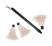 HOLIDYOYO Balai à Badigeonner pour Barbecue avec Manche Bois et Têtes de Rechange Vadrouille à Badigeonner et Caoutchouc pour Gril Résistant et Pratique pour Cuisson Grillades et Pâtisserie