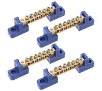 HOLIDYOYO Bloc de Bornes de Mise à la Terre en Cuivre 6 Positions 4 Pièces Bornier Électrique en Laiton Résistant à la Chaleur Barre Omnibus pour Câblage Domestique et Industriel Bornier