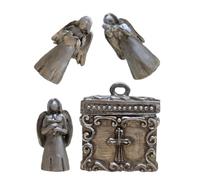 HOLIDYOYO Boîte à Prières Miniature en Étain avec Trois Anges 1 Set Compact pour Rangement Bijoux et Prières Décor Spirituel pour Maison et Voyage Breloques d'Anges Noël