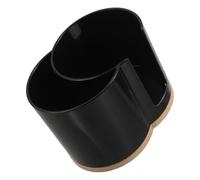 HOLIDYOYO Boîte de Rangement Ronde Noire en Bambou à Double Compartiment pour Cotons Démaquillants, Compacte Coiffeuse Voyages