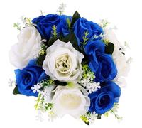HOLIDYOYO Boule de Fleurs Artificielles Réalistes pour Centres de Table Rose Bleue et Blanche Décoration Mariage et Fête Fleur Synthétique Résistante 1 Pièce