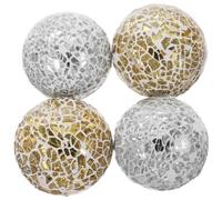 HOLIDYOYO Boules Décoratives Ensemble de 4 Décoration Moderne et Délicate en Verre Mosaïque en Écume pour Centre de Table pour Table à Manger