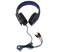 HOLIDYOYO Casque de Jeu Filaire PC Micro Rotatif Antibruit, Coussinets en Cuir Doux Noir et Bleu, Éclairage LED Intégré, Oreillettes Circum-aurales pour Gaming, Streaming et Communication