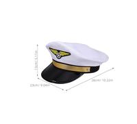 HOLIDYOYO Casquette de Pilote de Ligne Ajustable Blanche, Chapeau de Pilote pour Déguisement Bal Masqué, Accessoire Costume Homme, Matériau Robuste, pour Fêtes et Cosplay,