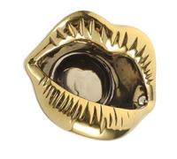 HOLIDYOYO Cendrier en Céramique de Lèvres Décoratif Finition Bronze Antique Base Antidérapante pour Bureau et Maison Accessoire Intérieur Original et Créatif