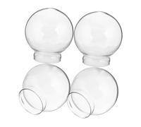 HOLIDYOYO Cloches en Verre Transparentes 4 pièces Ø65 mm x Hauteur 75 mm x Ø44 mm Globes Ronds pour décoration intérieure Protection Anti-poussière vitrines pour Boules à Neige Usage