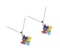 HOLIDYOYO Collier de sensibilisation à l'autisme 2 pièces, collier puzzle en alliage sans rouille, bijou autisme pour birthday