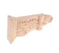 HOLIDYOYO Consoles en Bois Sculpté Massif Style Européen 2 Pièces 8x16x3 Cm Couleur Kaki Support Mural Décoratif pour Pilastres, Étagères et Coins, Applique en Bois Brut pour Décoration