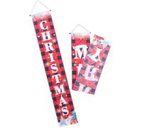HOLIDYOYO Couplet de Noël à Suspendre 1 Paire Drapeau Festif à Carreaux Rouge et Blanc Décoration de Porte Maison Créative pour Ambiance Hivernale et Fêtes de Fin d'Année