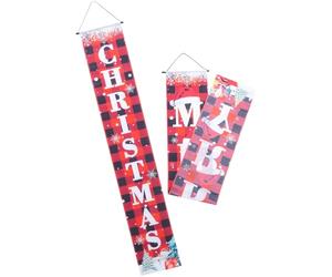 HOLIDYOYO Couplet de Noël à Suspendre 1 Paire Drapeau Festif à Carreaux Rouge et Blanc Décoration de Porte Maison Créative pour Ambiance Hivernale et Fêtes de Fin d'Année