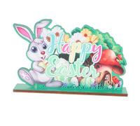 HOLIDYOYO Décoration De Table De Pâques Bois avec Lapin Et Œufs Colorés Centre De Table Festif pour Dîner De Pâques Joyeux