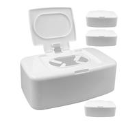 HOLIDYOYO Distributeur de Lingettes Humides Conserve L'humidité 4pcs Boîte à Mouchoirs Portable et Simple en Plastique Pp Blanc pour Chambre Cuisine