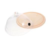 HOLIDYOYO Dôme Protecteur pour Gâteau 26 Cm Grand Format en Polycarbonate Transparent avec Base en Bois, Cloche à Fumer Réutilisable pour Présentation et Protection Alimentaire