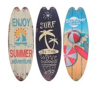HOLIDYOYO Ensemble de 3 Panneaux de Planche de Surf en Bois pour Décoration Murale Ambiance Estivale, pour Salle de Bains ou Toute Pièce, Style Délicat et Polyvalent