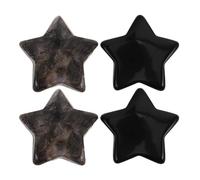 HOLIDYOYO Ensemble de 4 Cristaux d'obsidienne Naturelle en Forme d'étoile - Mini Pierres précieuses Noires polies de 30 mm - Ornements sculptés pour la décoration intérieure et la
