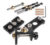 HOLIDYOYO Gabarit de Perçage Autocentrant 10 Pièces pour Tourillons Kit Complet avec Poinçon Guide de Perçage en Acier Haute Dureté Outil de Positionnement pour Menuiserie et Assemblage