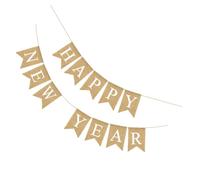 HOLIDYOYO Guirlande Suspendue en Lin 1 Pièce, Drapeaux du Nouvel An en Fanions Créatifs, Décoration de Fête Originale pour Maison et Événements, Ornement Suspendu pour Ambiance Festive