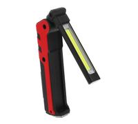HOLIDYOYO Lampe de Travail Rechargeable USB Cob Pivotante avec Base Magnétique et Crochet Lampe Torche pour Inspection Réparation Auto et Camping Lumière Portable Multifonctionnelle Rouge