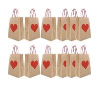 HOLIDYOYO Lot de 12 Paquet Présents en Papier Kraft, Forme Cœur, Poignées Intégrées, Grosse Capacité, Résistants pour Bonbons D'anniversaire et Fête Saint-valentin, Emballage Présent