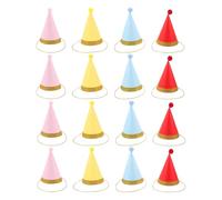 HOLIDYOYO Lot de 16 Mini Chapeaux d'anniversaire Coniques pour Petits Chiens et Chats en Papier Multicolore Accessoires de Fête pour Chiots et Chatons pour Anniversaires et Occasions