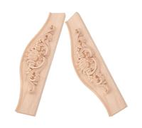 HOLIDYOYO Lot de 2 Appliques Murales en Bois Sculpté Floral 29X8 CM Incrustations Décoratives pour Meubles et Armoires Ornements Artisanaux Non Peints pour Décoration Intérieure de Style