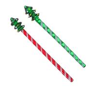 HOLIDYOYO Lot de 2 Bâtonnets Mélangeurs Réutilisables en Verre Forme Sapin de Noël Agitateur à Boissons et Café Design Festif pour Fêtes Bars et Maison Décoration Cocktail Réutilisable