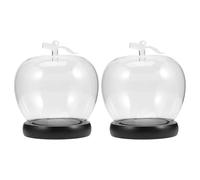 HOLIDYOYO Lot de 2 Cloches en Verre avec Base Lumineuse - Couvercles en Verre créatifs en Forme de Fruits pour poupées et Objets en Argile - Idée Cadeau pour la Saint-Valentin - Fournitures de