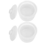 HOLIDYOYO Lot de 2 Cocottes en Céramique Blanche avec Couvercle, 380 Ml, Soupières Rondes Résistantes au Lave-vaisselle et Micro-ondes, pour Cuisson Lente et Service de Soupe à L'oignon