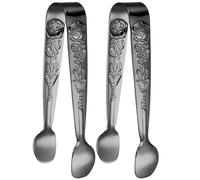 HOLIDYOYO Lot de 2 Pinces à Sucre Compactes en Acier Inoxydable 304, Mini Pinces Noires à Motifs Roses, Accessoires pour Servir Glaçons, Cocktails et Amuse-gueules, Usage Domestique et Bar