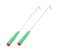 HOLIDYOYO Lot de 2 Tisonniers de Cheminée 33 CM en Métal Poignée Verte Outils Portatifs pour Feu de Camp et Barbecue Accessoires Robustes pour Foyers Intérieurs et Extérieurs Matériel