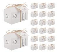 HOLIDYOYO Lot de 20 set de sets de Boîtes à Dragées en Papier Blanche de Maison Petites Boîtes à Friandises Étiquettes Personnalisables pour Mariage Shower et Présents d'Invités