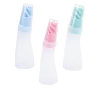 HOLIDYOYO Lot de 3 Brosses Bouteilles d'Huile en Silicone avec Couvercle Transparent Ensemble 3 Pièces en Bleu Vert et Rose Nordique pour Huile d'Extérieur Assaisonnement Barbecue et