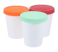 HOLIDYOYO Lot De 3 Seaux Alimentaires Réutilisables Avec Couvercles Étanches Pour Glace Maison Yaourt Et Stockage Alimentaire 3.86X3.15X3.15In Polyvalents En Silicone Pour Réfrigérateur