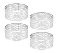 HOLIDYOYO Lot de 4 Cercles à Pâtisserie en Acier Inoxydable 430 Perforés 5 CM Moules à Gâteaux Ronds Multifonctions pour Tartes Tartelettes et Crumpets Diffusion Uniforme de Chaleur