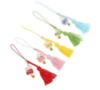 HOLIDYOYO Lot de 5 Breloques Chat en Céramique Clochette Accessoires Suspendus pour Téléphone Portable Décoration Intérieure Style Aléatoire