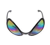 HOLIDYOYO Lunettes de Soleil Amusantes Extraterrestre pour Adultes, Accessoire Photo Halloween, Plastique Noir Paillettes Multicolores, 1 Pièce, Costume D’extraterrestre, Protection Uv,