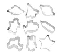 HOLIDYOYO Moules à Biscuits Thème de L'univers 9 Pièces en Acier Inoxydable, Emporte-pièces Étoiles et Vaisseaux Spatiaux, Ustensiles de Pâtisserie Réutilisables pour Biscuits Décorés