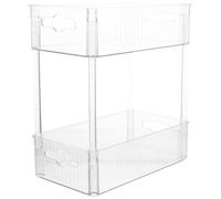 HOLIDYOYO Organisateur de Maquillage Transparent à Double Étage, Porte-Maquillage en Matériau Stable, Rangement Cosmétique pour Coiffeuse, Support Multifonction pour Soins Peau