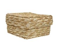 HOLIDYOYO Panier De Rangement Tressé Fait Main Panier Décoratif pour Articles Divers avec Couvercle