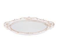 HOLIDYOYO Plateau Miroir Ovale Blanc Vintage, Organisateur Bijoux et Maquillage, Accessoire Photo Décoratif pour Rangement Commode et Décoration Intérieure, Plateau de Service Élégant