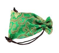 HOLIDYOYO Pochette en Brocart de Soie Verte 10X13 CM à Bijoux Chinois Cordon de Serrage, Paquet de Rangement Multifonction pour Bols Chantants, Bijoux et Petits Objets, Pochette Asiatique