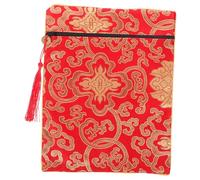 HOLIDYOYO Pochette Organisatrice à Brocart Rouge 20x25 Cm, Étui Multifonction Pour Livres, Écrits Religieux Et Bijoux, Rangement Portable Pour Coran, Bible Et Documents Spirituels