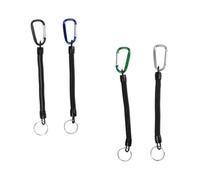 HOLIDYOYO Porte-clés à Ressort en Corde Rétractable Multifonction, Cordon Spiralé Élastique Anti-Perte Anneaux à Bobine, Lot de 4 Pièces, pour Randonnée, Camping et Usage Couleur Aléatoire