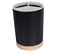 HOLIDYOYO Pot à Ustensiles Cuisine Organiseur Pratique pour Couverts 3 Compartiments Détachables Noir en Pp et Bois Baguettes et Cuillères, pour Rangement Cuisine