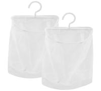 HOLIDYOYO Sacoche Murale en Polyester Blanc, Rangement Suspendu Polyvalent pour Pinces à Linge et oignons, Design Compact pour Cuisine et Balcon, Lot de 2 pièces