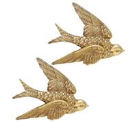HOLIDYOYO Sculpture Murale en Résine 2 Pièces Hirondelle en Or pour Maison et Jardin avec Design Unique