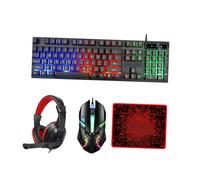 HOLIDYOYO Set Clavier Gamer Filaire Souris Gaming Ergonomique Tapis Souris Casque Micro Compact et Confortable Installation Facile pour PC Gaming et Bureau